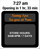 Business Hours for Sunny Spa in Fort Wayne Indianapolis Indiana on Online Open Sign